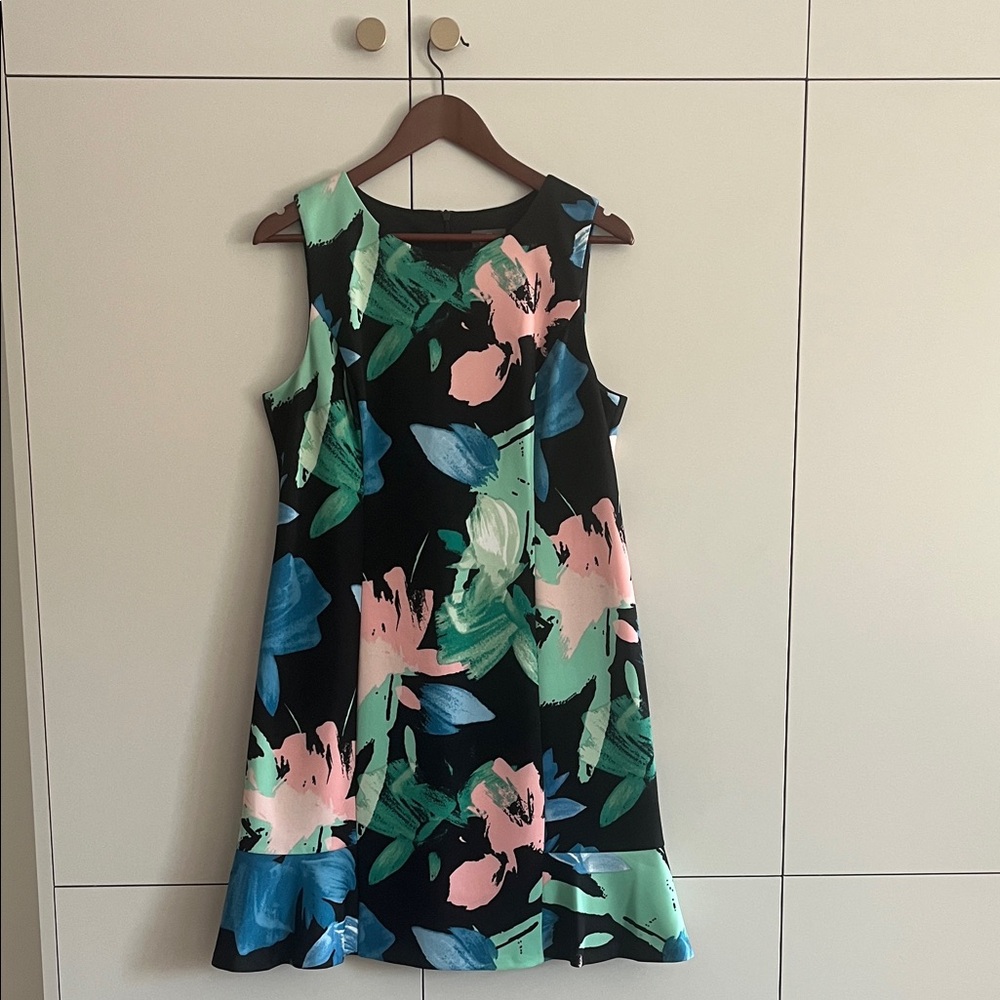 Vince Camuto Floral Mini Dress US 14 - Black, Pink, Green, Blue